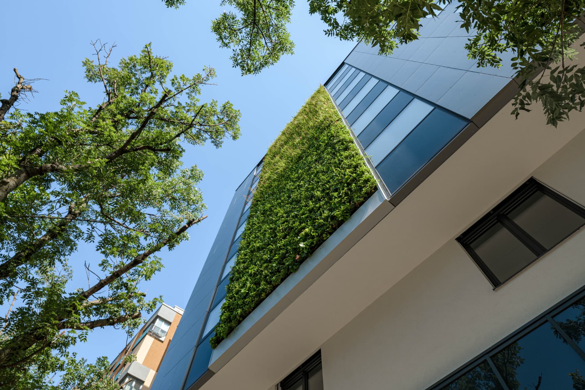 Green Atrium - detail zelenej fasády